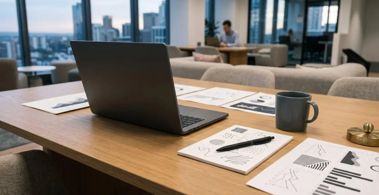 Bureau moderne avec documents financiers et graphiques de trésorerie d'entreprise