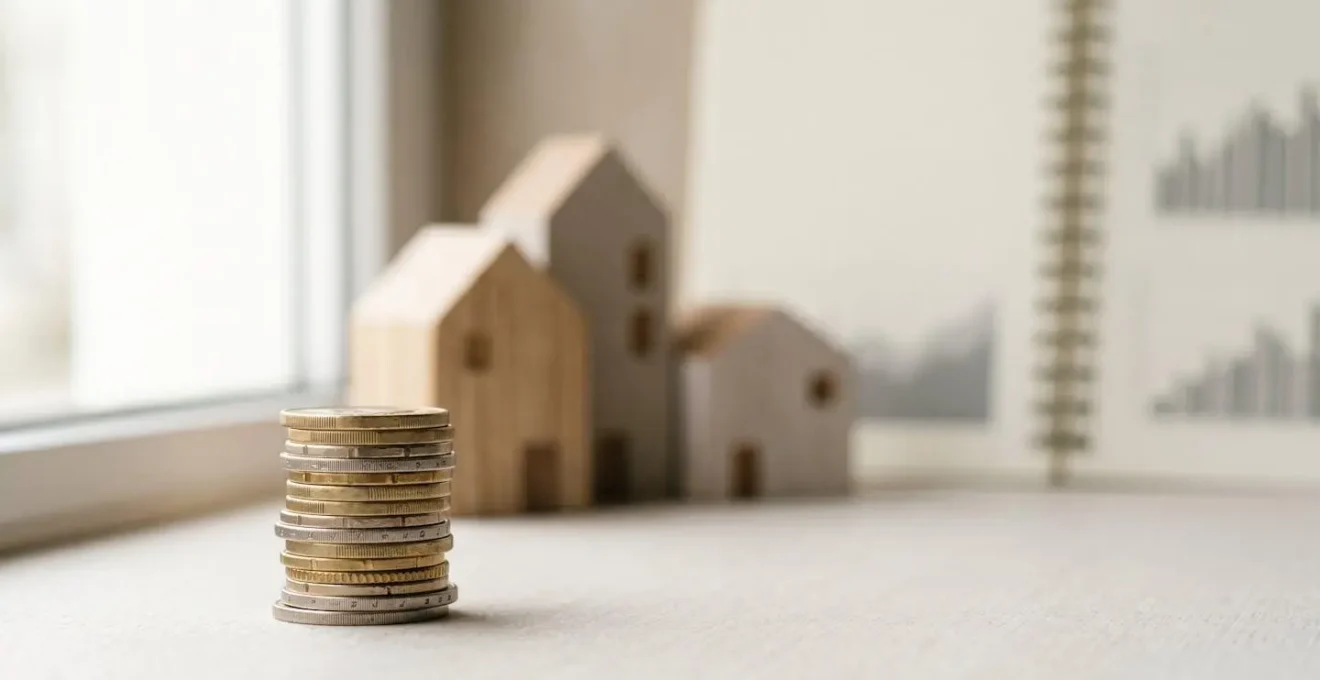 Concept d'investissement immobilier locatif générant des revenus passifs mensuels