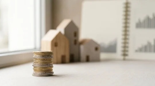 Concept d'investissement immobilier locatif générant des revenus passifs mensuels