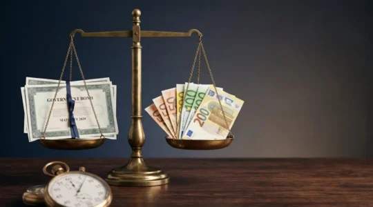 Composition éditoriale représentant l'univers des obligations et des investissements à revenus fixes