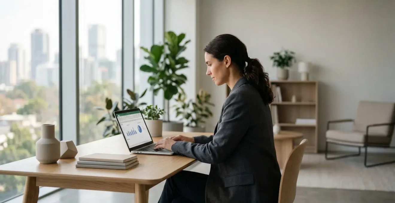 Dirigeant de PME analysant des indicateurs financiers sur un tableau de bord moderne pour piloter son entreprise
